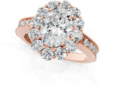 Rose gold Oval Cut Cut Halo Diamond Pavé Engagement Ring with Milgrain Detailing_4