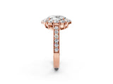 Rose gold Oval Cut Cut Halo Diamond Pavé Engagement Ring with Milgrain Detailing_5