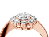 Rose gold Oval Cut Cut Halo Diamond Pavé Engagement Ring with Milgrain Detailing_7
