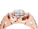 Rose gold Oval Cut Cut Halo Split Shank Prong Set Ring_7