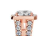 Rose gold Oval Cut Cut Halo Split Shank Prong Set Ring_8