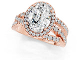 Rose gold Oval Cut Cut Halo Split Shank Prong Setting Ring_1