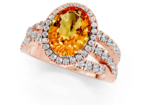 Rose gold Oval Cut Cut Halo Split Shank Prong Setting Ring_1