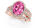 Rose gold Oval Cut Cut Halo Split Shank Prong Setting Ring_1