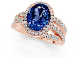 Rose gold Oval Cut Cut Halo Split Shank Prong Setting Ring_1