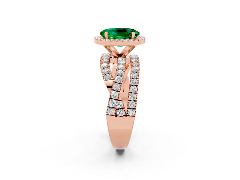 Rose gold Oval Cut Cut Halo Split Shank Prong Setting Ring_2