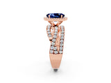 Rose gold Oval Cut Cut Halo Split Shank Prong Setting Ring_2