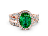 Rose gold Oval Cut Cut Halo Split Shank Prong Setting Ring