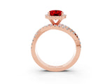 Rose gold Oval Cut Cut Halo Split Shank Prong Setting Ring_3