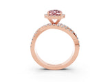 Rose gold Oval Cut Cut Halo Split Shank Prong Setting Ring_3