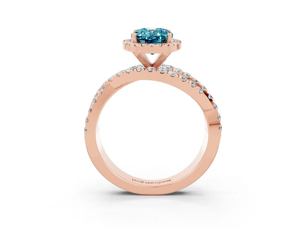 Rose gold Oval Cut Cut Halo Split Shank Prong Setting Ring
