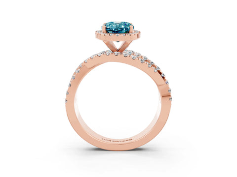 Rose gold Oval Cut Cut Halo Split Shank Prong Setting Ring_3