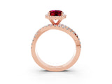 Rose gold Oval Cut Cut Halo Split Shank Prong Setting Ring_3