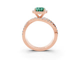 Rose gold Oval Cut Cut Halo Split Shank Prong Setting Ring_3