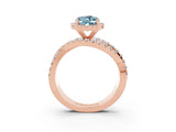 Rose gold Oval Cut Cut Halo Split Shank Prong Setting Ring_3