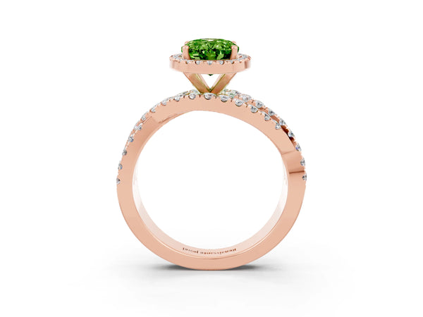 Rose gold Oval Cut Cut Halo Split Shank Prong Setting Ring