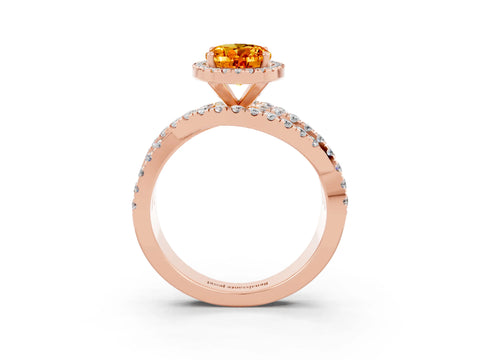 Rose gold Oval Cut Cut Halo Split Shank Prong Setting Ring_3