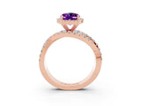 Rose gold Oval Cut Cut Halo Split Shank Prong Setting Ring_3