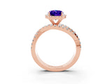 Rose gold Oval Cut Cut Halo Split Shank Prong Setting Ring_3