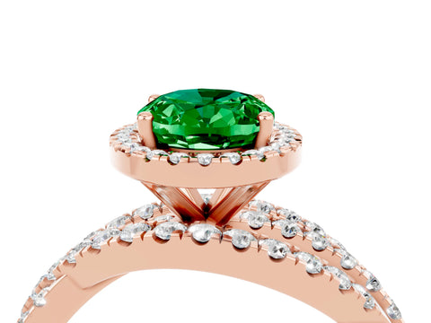 Rose gold Oval Cut Cut Halo Split Shank Prong Setting Ring_4