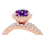 Rose gold Oval Cut Cut Halo Split Shank Prong Setting Ring_4