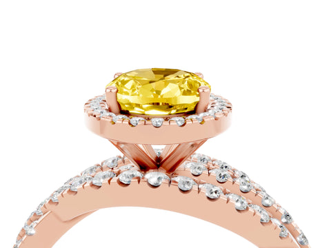 Rose gold Oval Cut Cut Halo Split Shank Prong Setting Ring_4