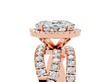 Rose gold Oval Cut Cut Halo Split Shank Prong Setting Ring_5