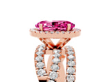Rose gold Oval Cut Cut Halo Split Shank Prong Setting Ring_5