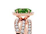 Rose gold Oval Cut Cut Halo Split Shank Prong Setting Ring_5