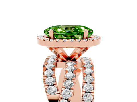 Rose gold Oval Cut Cut Halo Split Shank Prong Setting Ring_5