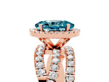 Rose gold Oval Cut Cut Halo Split Shank Prong Setting Ring_5