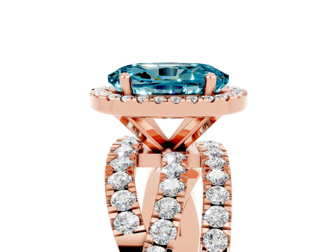 Rose gold Oval Cut Cut Halo Split Shank Prong Setting Ring_5