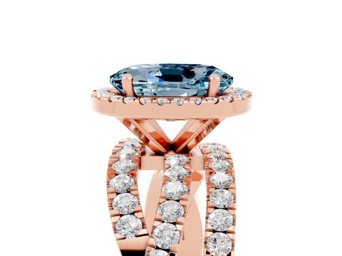 Rose gold Oval Cut Cut Halo Split Shank Prong Setting Ring_5