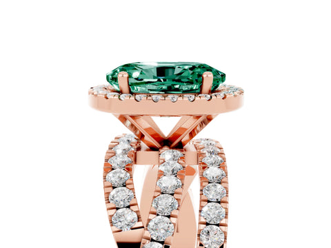Rose gold Oval Cut Cut Halo Split Shank Prong Setting Ring_5