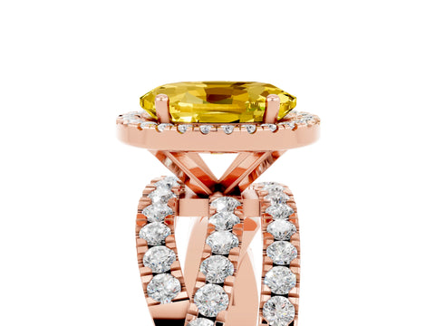 Rose gold Oval Cut Cut Halo Split Shank Prong Setting Ring_5