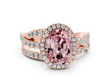 Rose gold Oval Cut Cut Halo Split Shank Prong Setting Ring