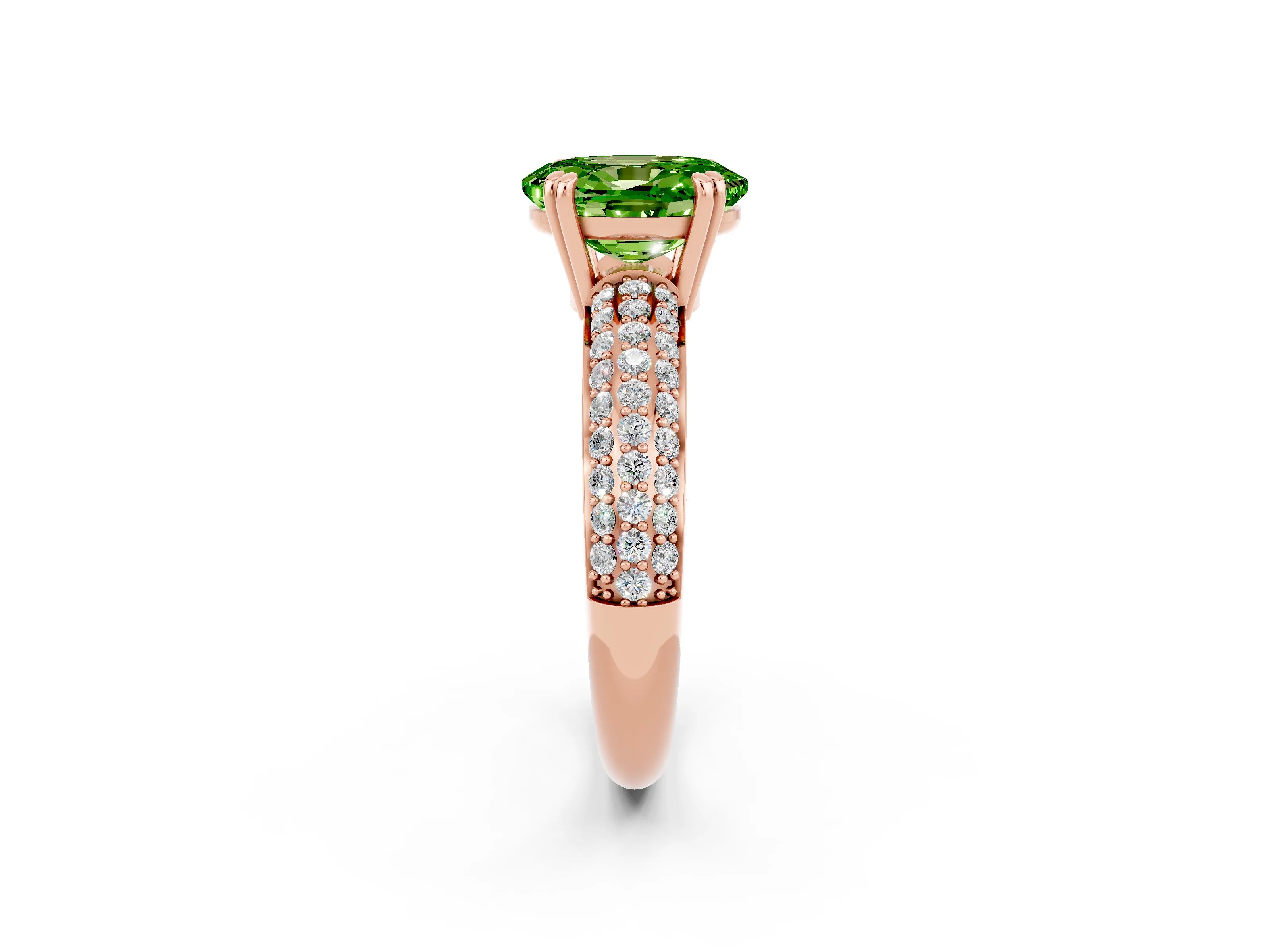 Rose gold Oval Cut Cut Pave Diamond Engagement Ring with Channel Set Band and Four-Prong Setting_2