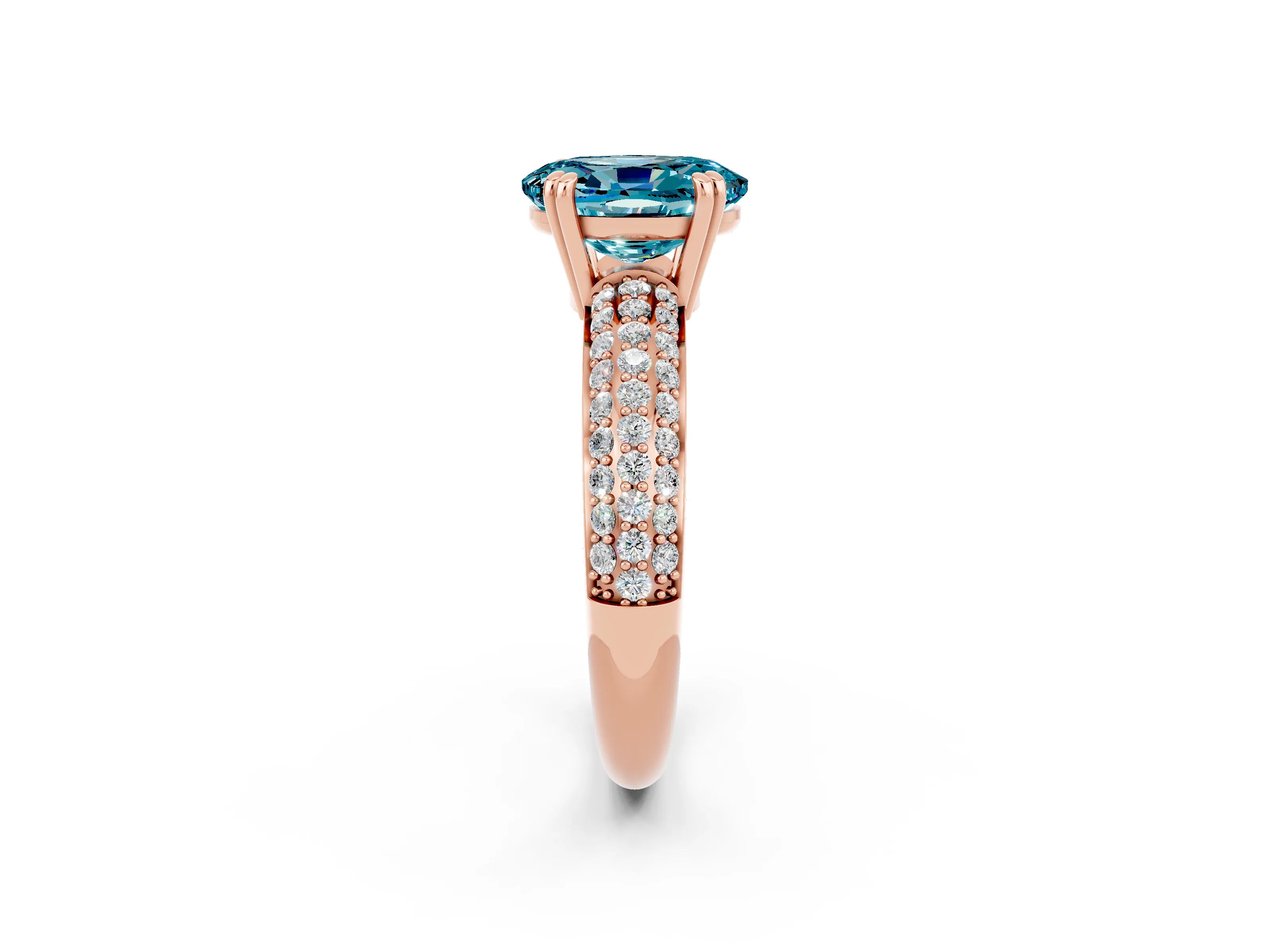 Rose gold Oval Cut Cut Pave Diamond Engagement Ring with Channel Set Band and Four-Prong Setting_2