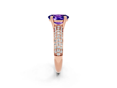 Rose gold Oval Cut Cut Pave Diamond Engagement Ring with Channel Set Band and Four-Prong Setting_2