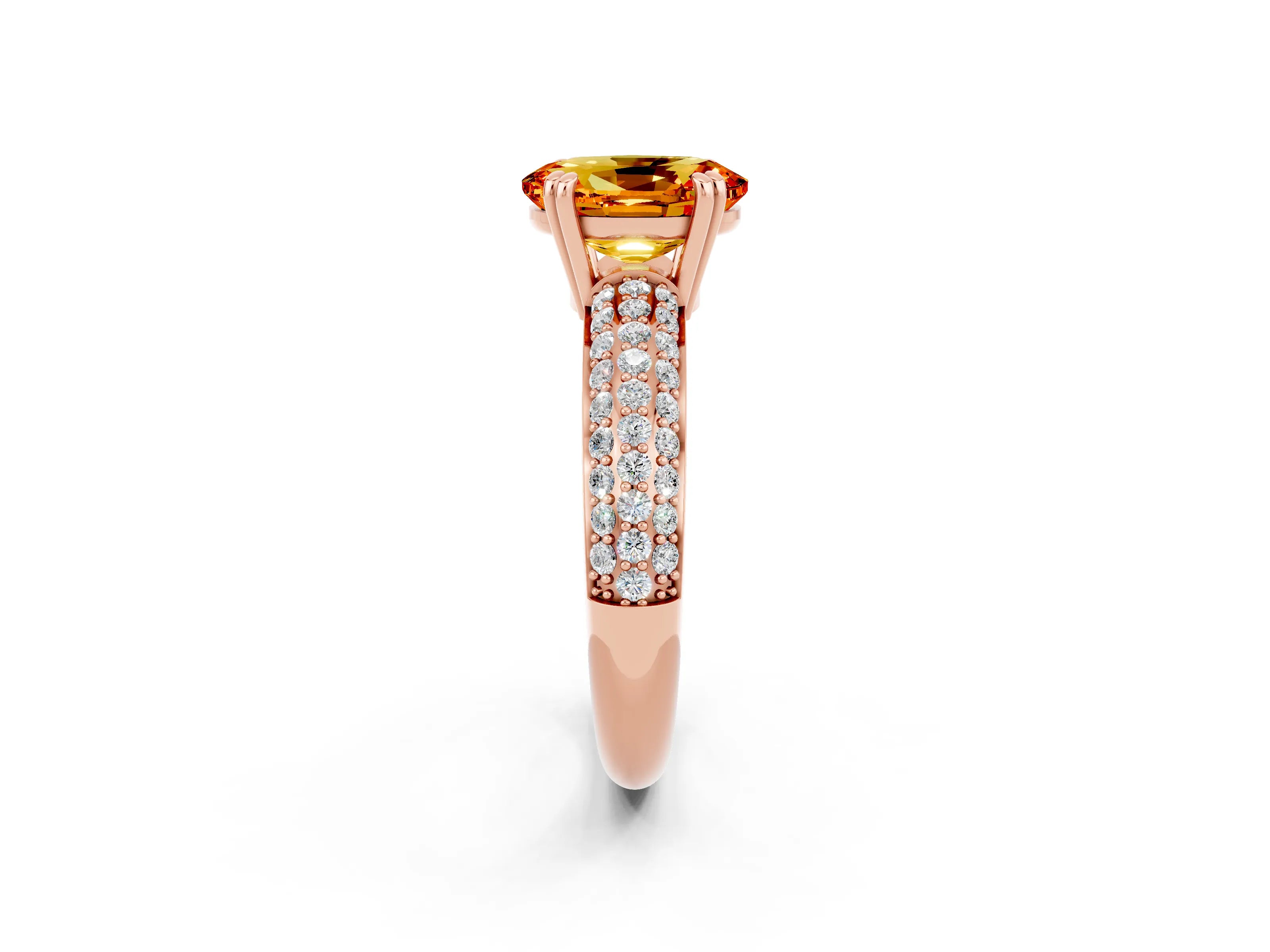 Rose gold Oval Cut Cut Pave Diamond Engagement Ring with Channel Set Band and Four-Prong Setting_2