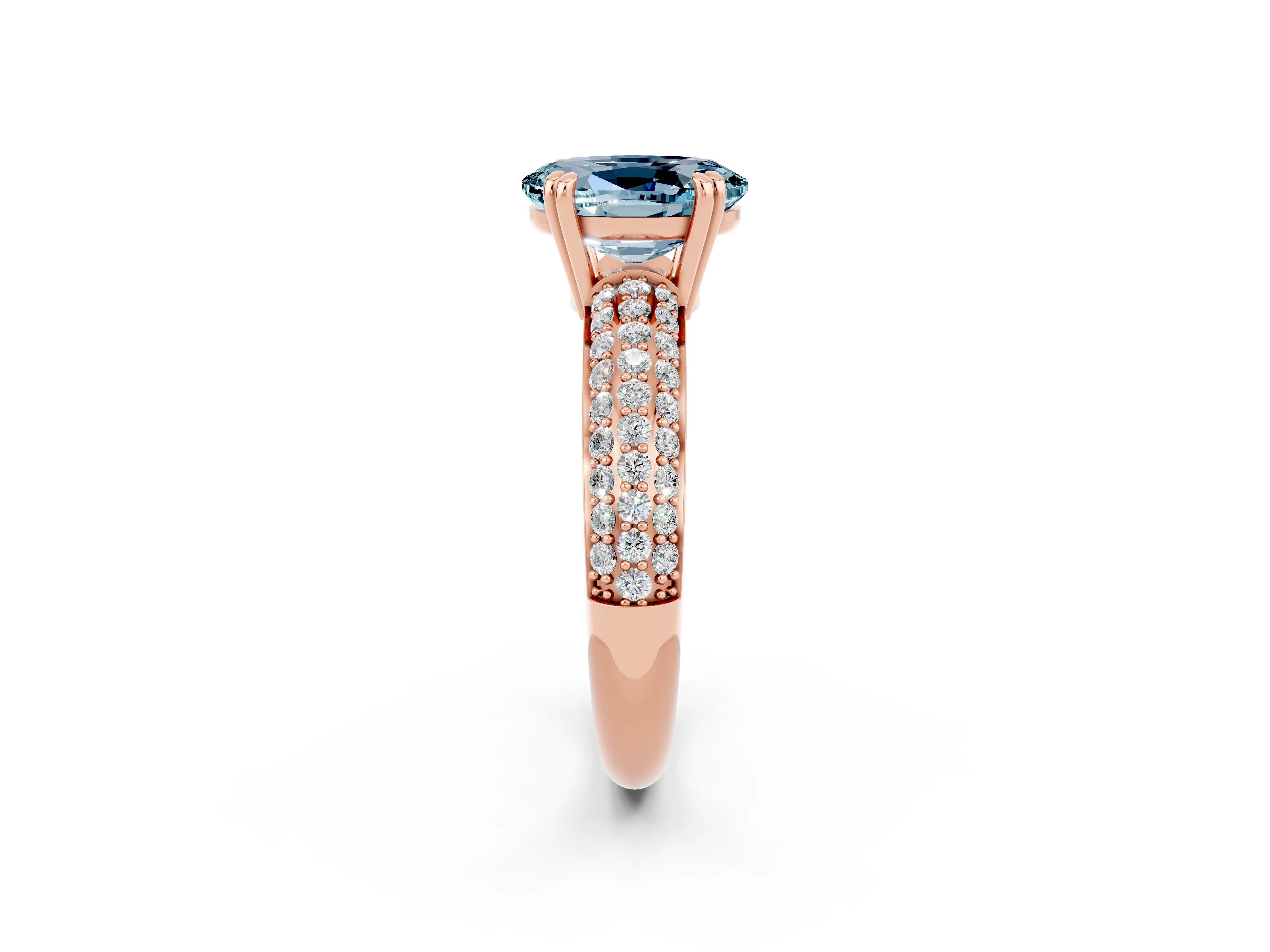 Rose gold Oval Cut Cut Pave Diamond Engagement Ring with Channel Set Band and Four-Prong Setting_2