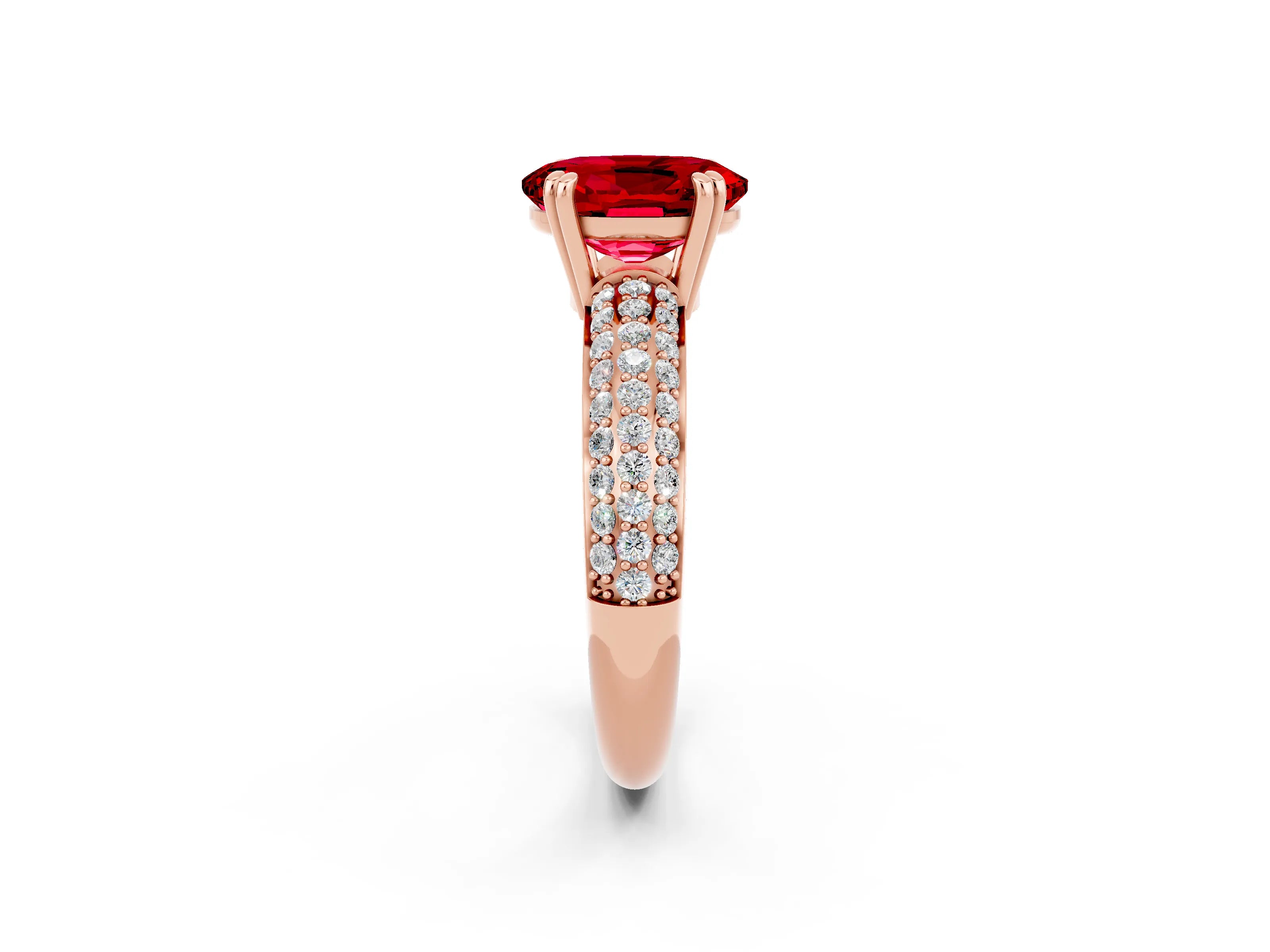 Rose gold Oval Cut Cut Pave Diamond Engagement Ring with Channel Set Band and Four-Prong Setting_2