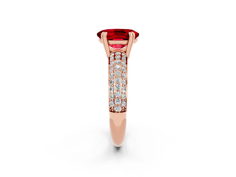 Rose gold Oval Cut Cut Pave Diamond Engagement Ring with Channel Set Band and Four-Prong Setting_2