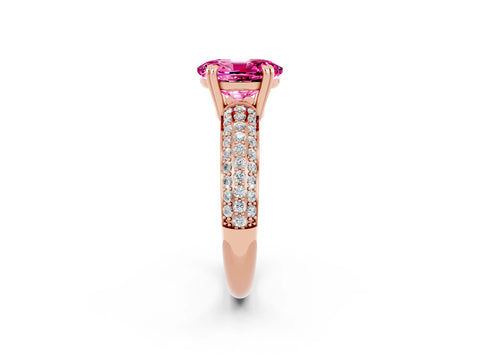 Rose gold Oval Cut Cut Pave Diamond Engagement Ring with Channel Set Band and Four-Prong Setting_2