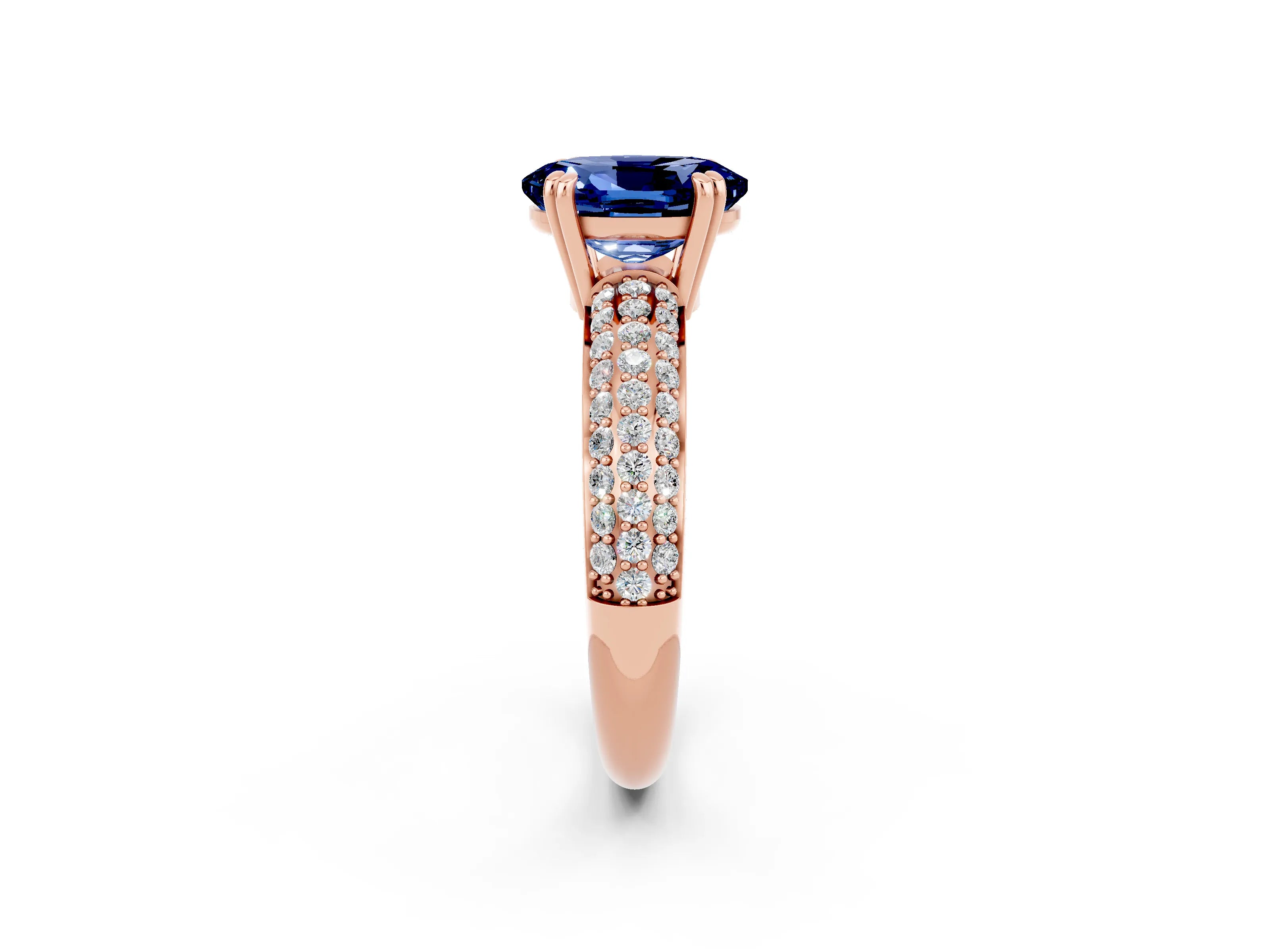 Rose gold Oval Cut Cut Pave Diamond Engagement Ring with Channel Set Band and Four-Prong Setting_2