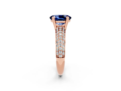 Rose gold Oval Cut Cut Pave Diamond Engagement Ring with Channel Set Band and Four-Prong Setting_2