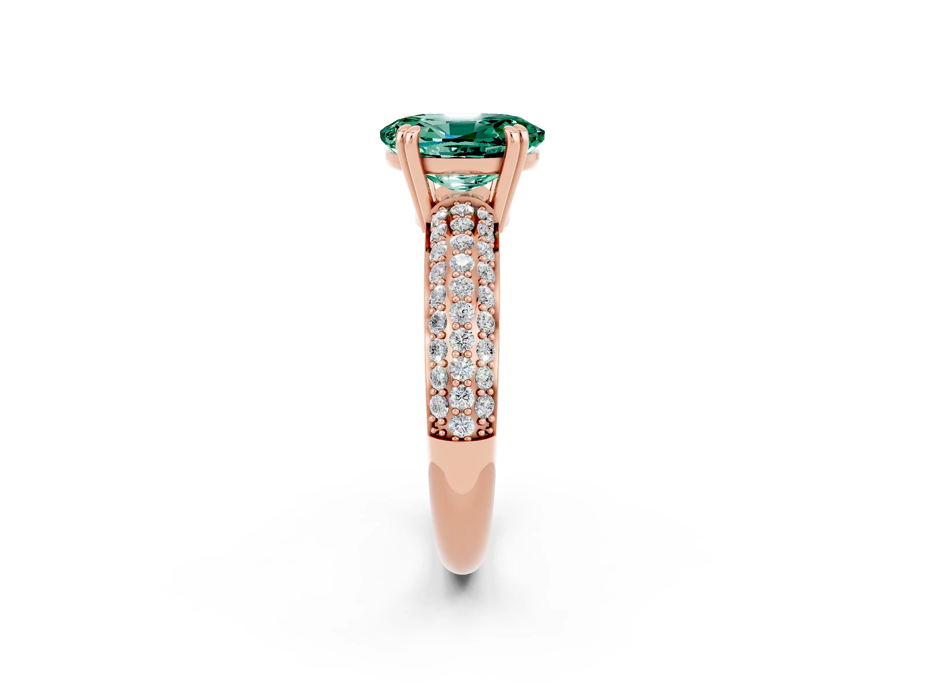 Rose gold Oval Cut Cut Pave Diamond Engagement Ring with Channel Set Band and Four-Prong Setting_2