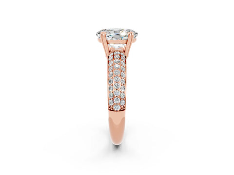 Rose gold Oval Cut Cut Pave Diamond Engagement Ring with Channel Set Band and Four-Prong Setting_2