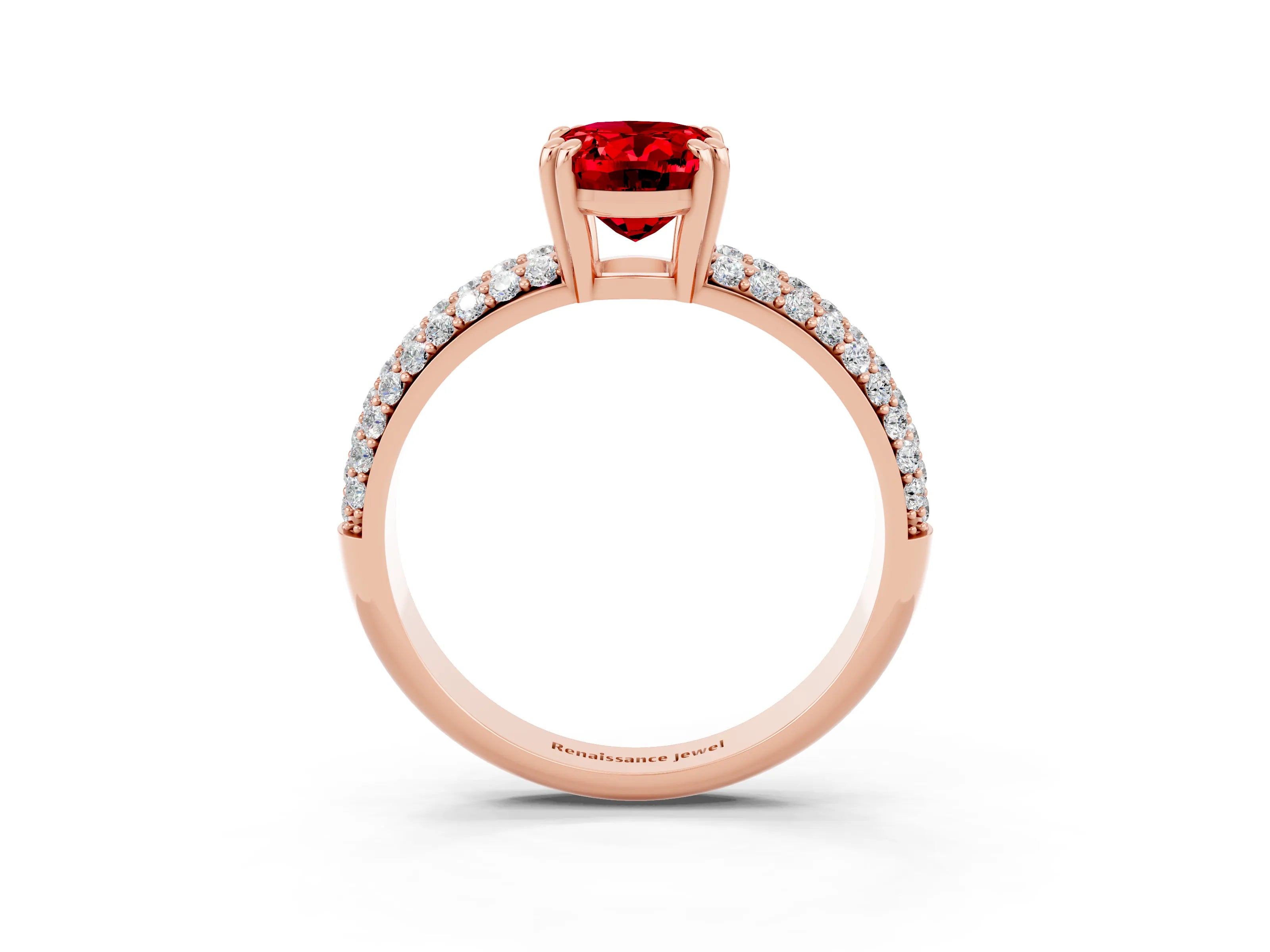 Rose gold Oval Cut Cut Pave Diamond Engagement Ring with Channel Set Band and Four-Prong Setting_3