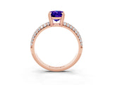 Rose gold Oval Cut Cut Pave Diamond Engagement Ring with Channel Set Band and Four-Prong Setting_3
